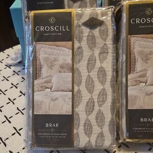 Set of 4 Croscill Brae European Pillow Shams - Cream and Gray